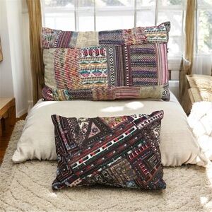 World Market Patchwork Embroidered Pillows